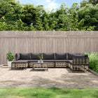 9-Delige Loungeset Met Kussens Poly Rattan Antracietkleurig Donkergrijs 3x hoek + 4x midden + voetensteun + Tafel