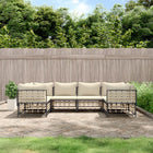 Loungeset 6-delig poly rattan antraciet met kussens