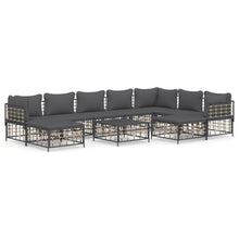 -Delige Loungeset Met Kussens Poly Rattan Antracietkleurig Donkergrijs