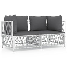 2-Delige Loungeset Met Kussens Staal Wit 2x hoek