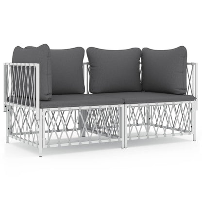 2-Delige Loungeset Met Kussens Staal Wit 2x hoek