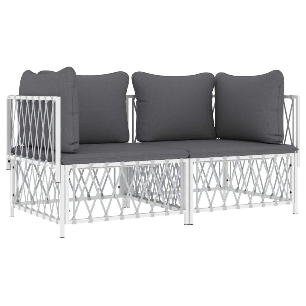 2-Delige Loungeset Met Kussens Staal Wit 2x hoek