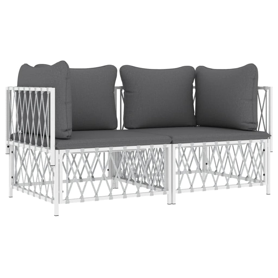 2-Delige Loungeset Met Kussens Staal Wit 2x hoek