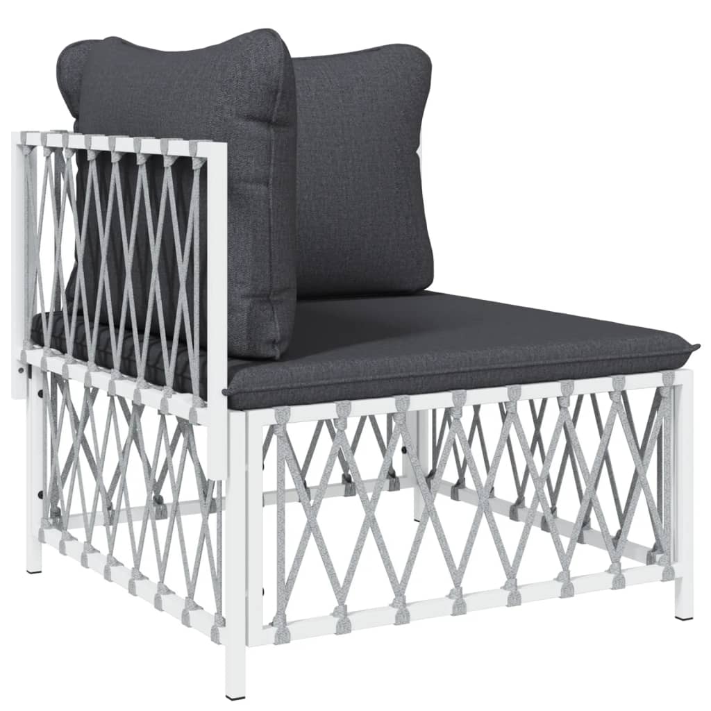 2-Delige Loungeset Met Kussens Staal Wit 2x hoek