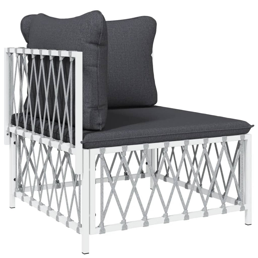 2-Delige Loungeset Met Kussens Staal Wit 2x hoek
