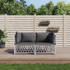 2-Piece Lounge Set with Cushions White Steel