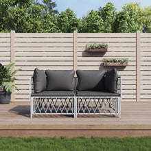 2-Delige Loungeset Met Kussens Staal Wit 2x hoek
