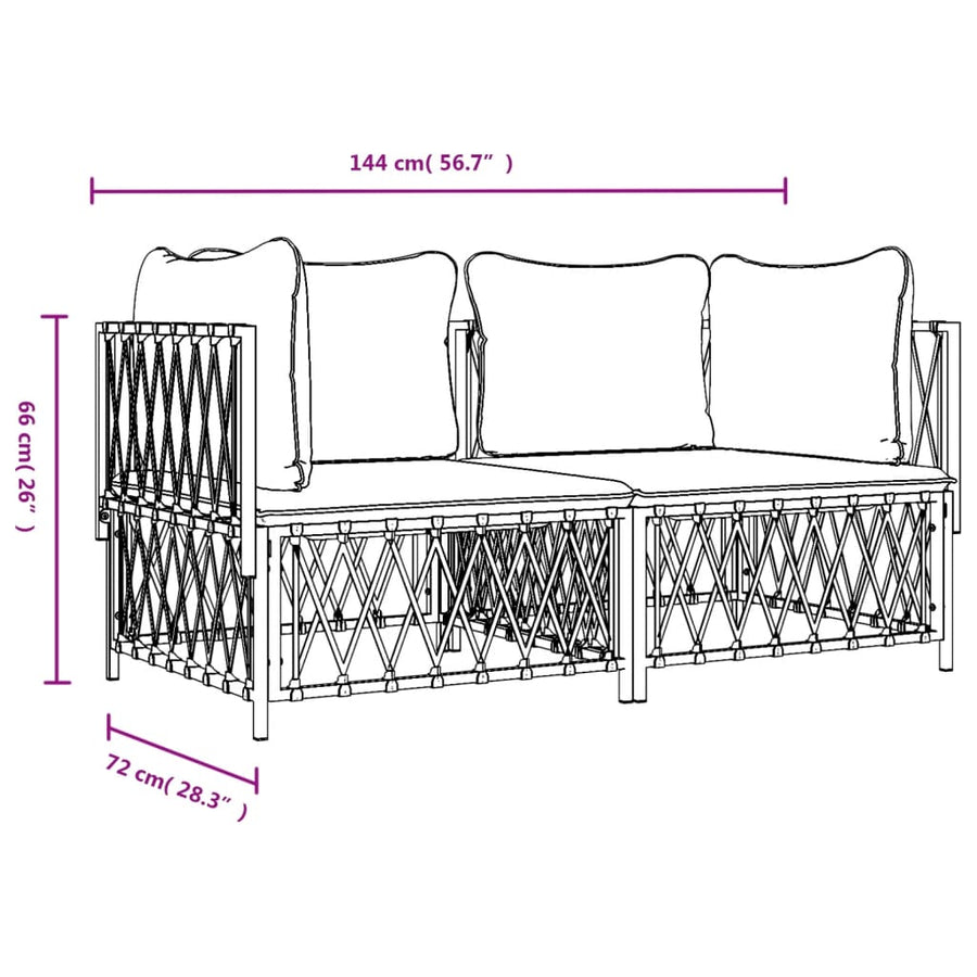 2-Delige Loungeset Met Kussens Staal Kleurig Antraciet 2x hoek