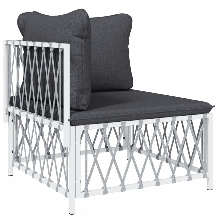3-Delige Loungeset Met Kussens Staal Wit 2x hoek + Tafel