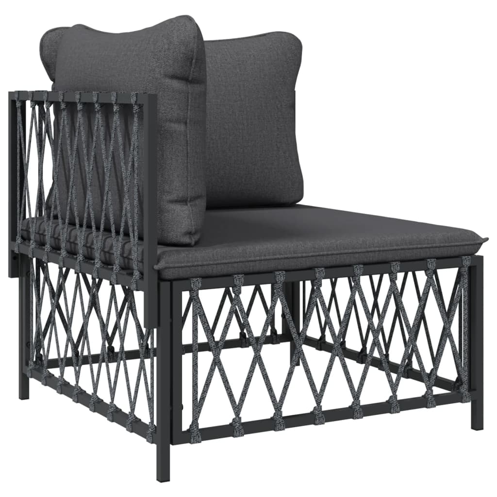 3-Delige Loungeset Met Kussens Staal Kleurig Antraciet 2x hoek + Tafel