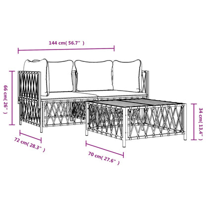 3-Delige Loungeset Met Kussens Staal Kleurig Antraciet 2x hoek + Tafel