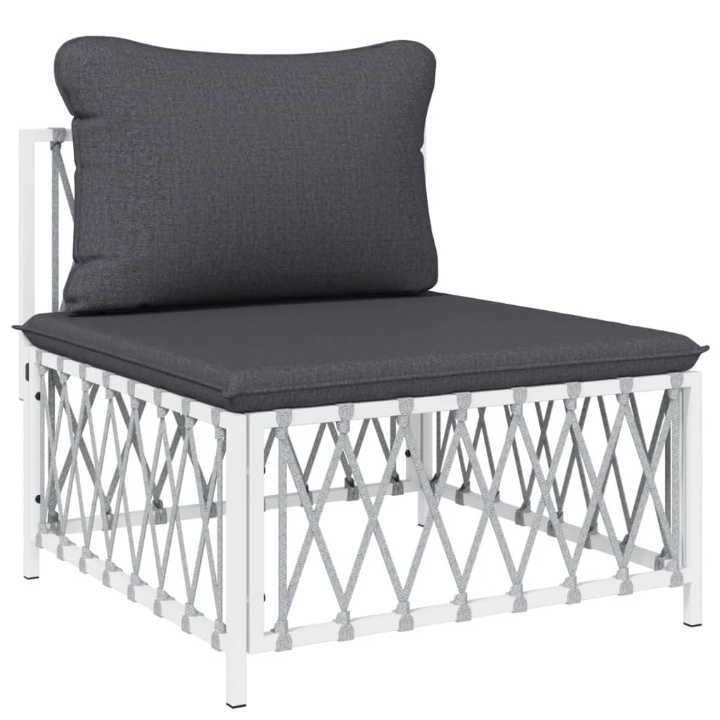 3-Delige Loungeset Met Kussens Staal Wit 2x hoek + midden
