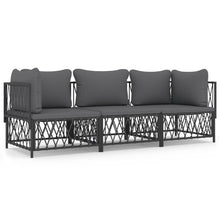 3-Delige Loungeset Met Kussens Staal Kleurig 1