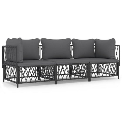 3-Delige Loungeset Met Kussens Staal Kleurig 1