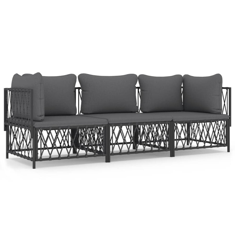 3-Delige Loungeset Met Kussens Staal Kleurig 1