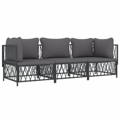 3-Delige Loungeset Met Kussens Staal Kleurig 1