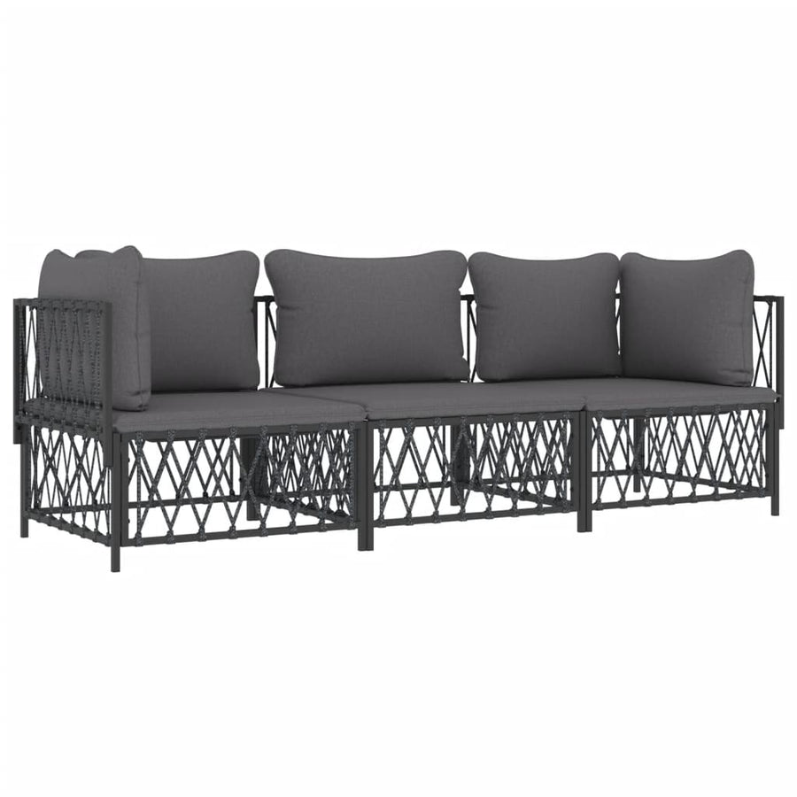 3-Delige Loungeset Met Kussens Staal Kleurig 1