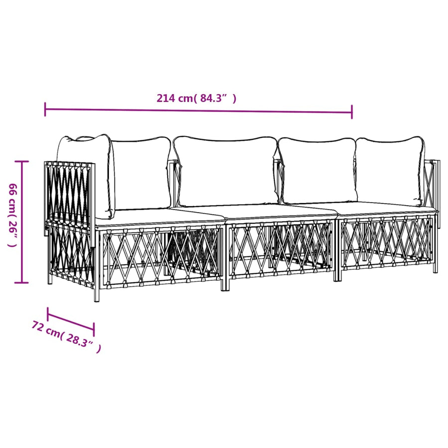 3-Delige Loungeset Met Kussens Staal Kleurig 1