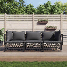 3-Delige Loungeset Met Kussens Staal Kleurig 1