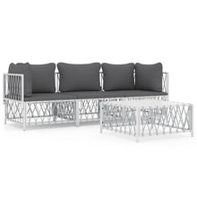 4-Delige Loungeset Met Kussens Staal Wit 2x hoek + midden + Tafel