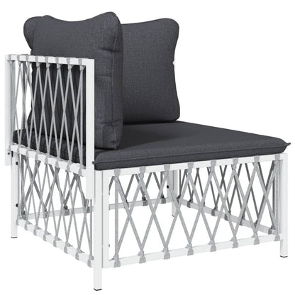 4-Delige Loungeset Met Kussens Staal Wit 2x hoek + midden + Tafel