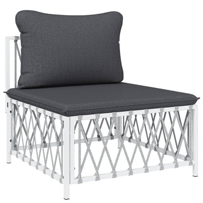 4-Delige Loungeset Met Kussens Staal Wit 2x hoek + midden + Tafel
