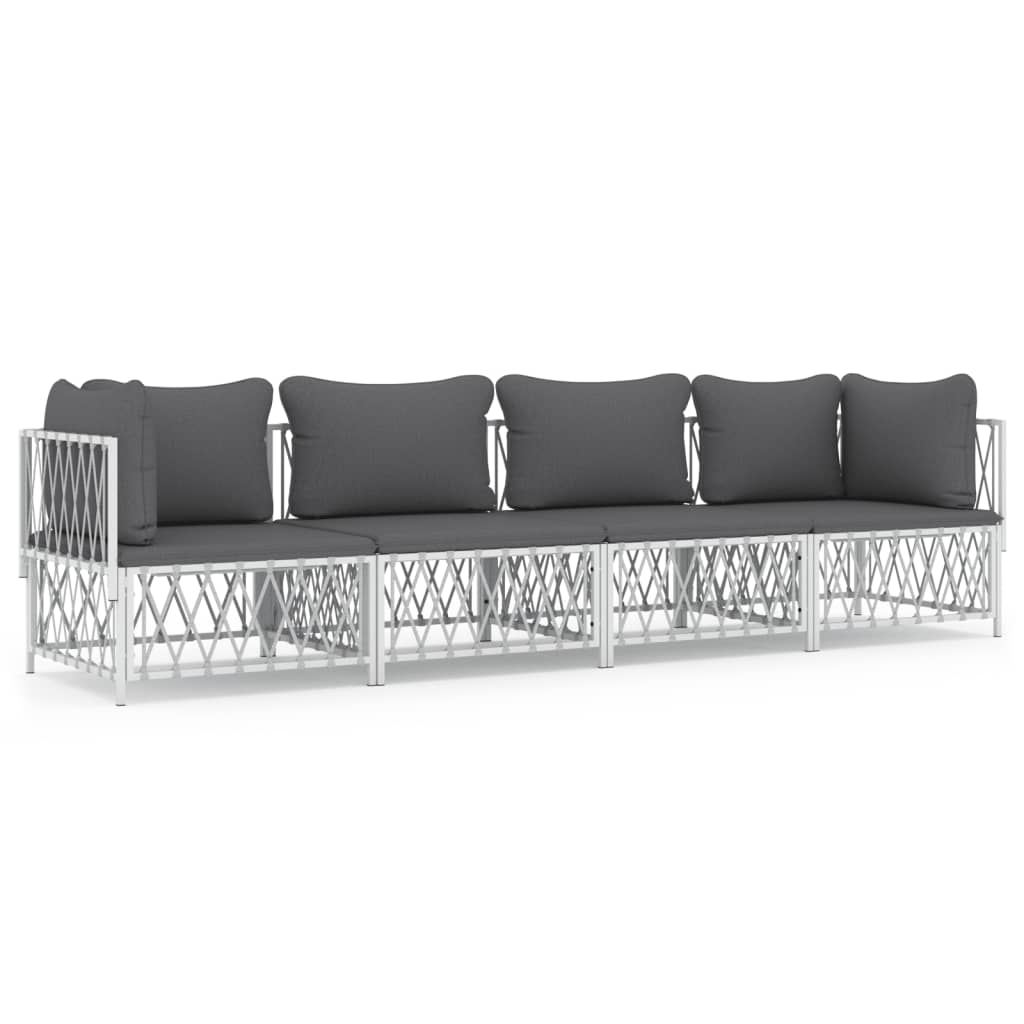 4-Delige Loungeset Met Kussens Staal 1