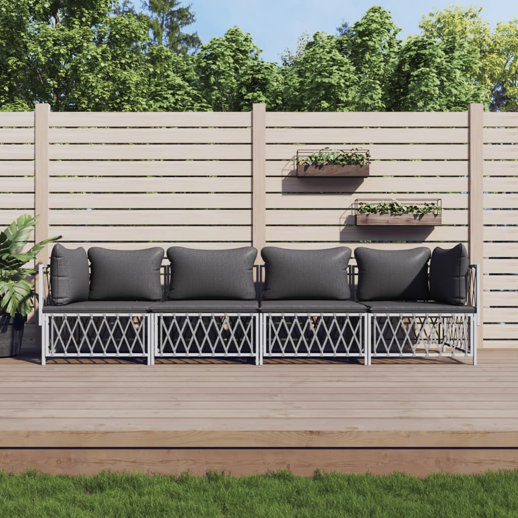 4-Delige Loungeset Met Kussens Staal 1