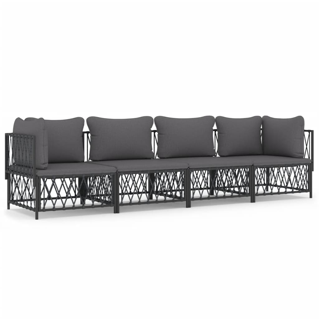 4-Delige Loungeset Met Kussens Staal Kleurig 1