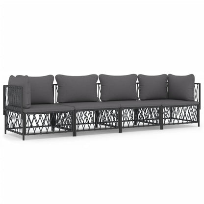 4-Delige Loungeset Met Kussens Staal Kleurig 1