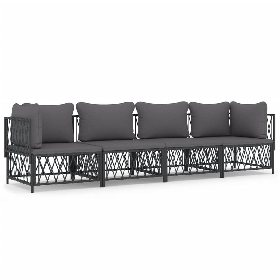 4-Delige Loungeset Met Kussens Staal Kleurig 1