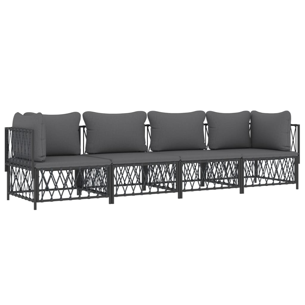 4-Delige Loungeset Met Kussens Staal Kleurig 1