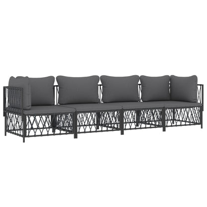 4-Delige Loungeset Met Kussens Staal Kleurig 1