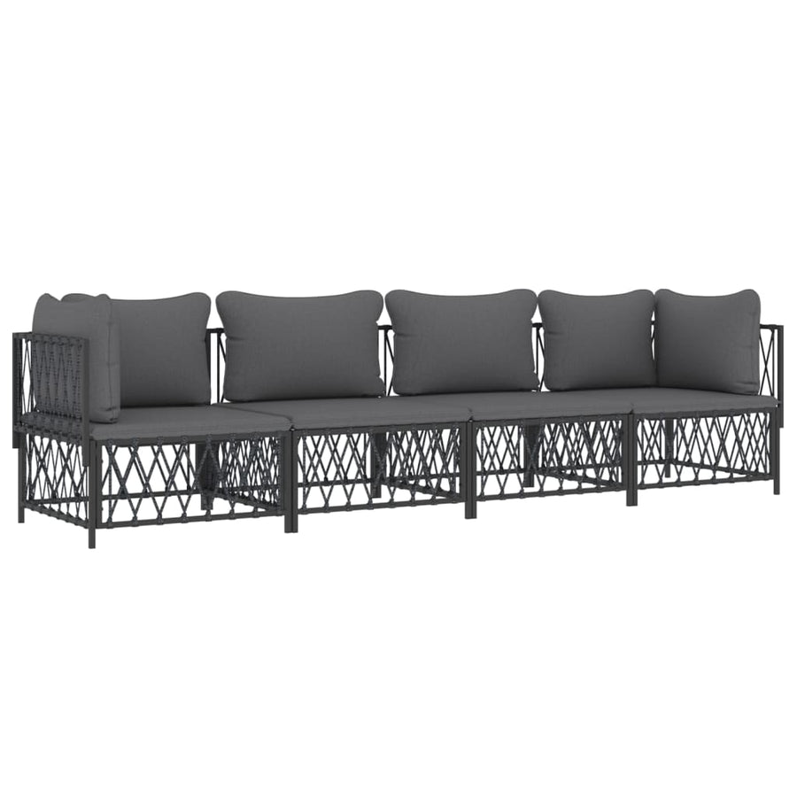 4-Delige Loungeset Met Kussens Staal Kleurig 1