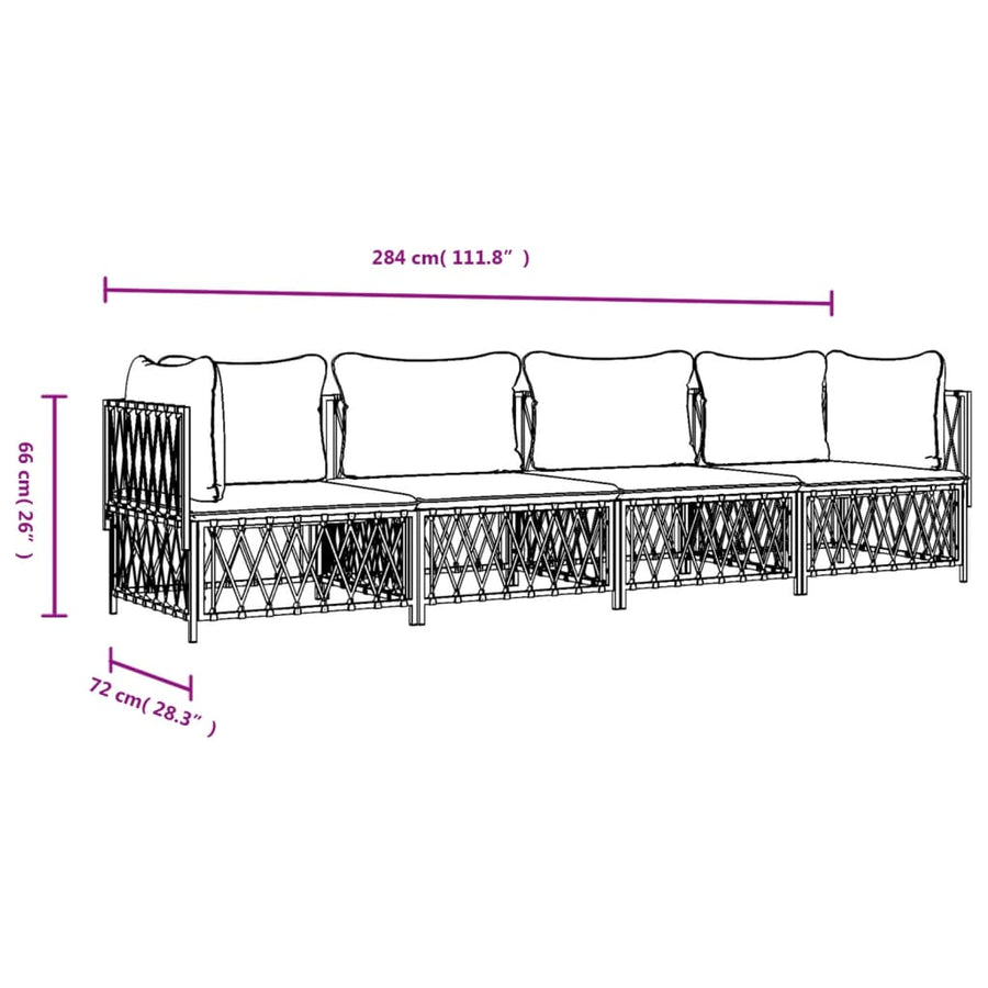 4-Delige Loungeset Met Kussens Staal Kleurig 1