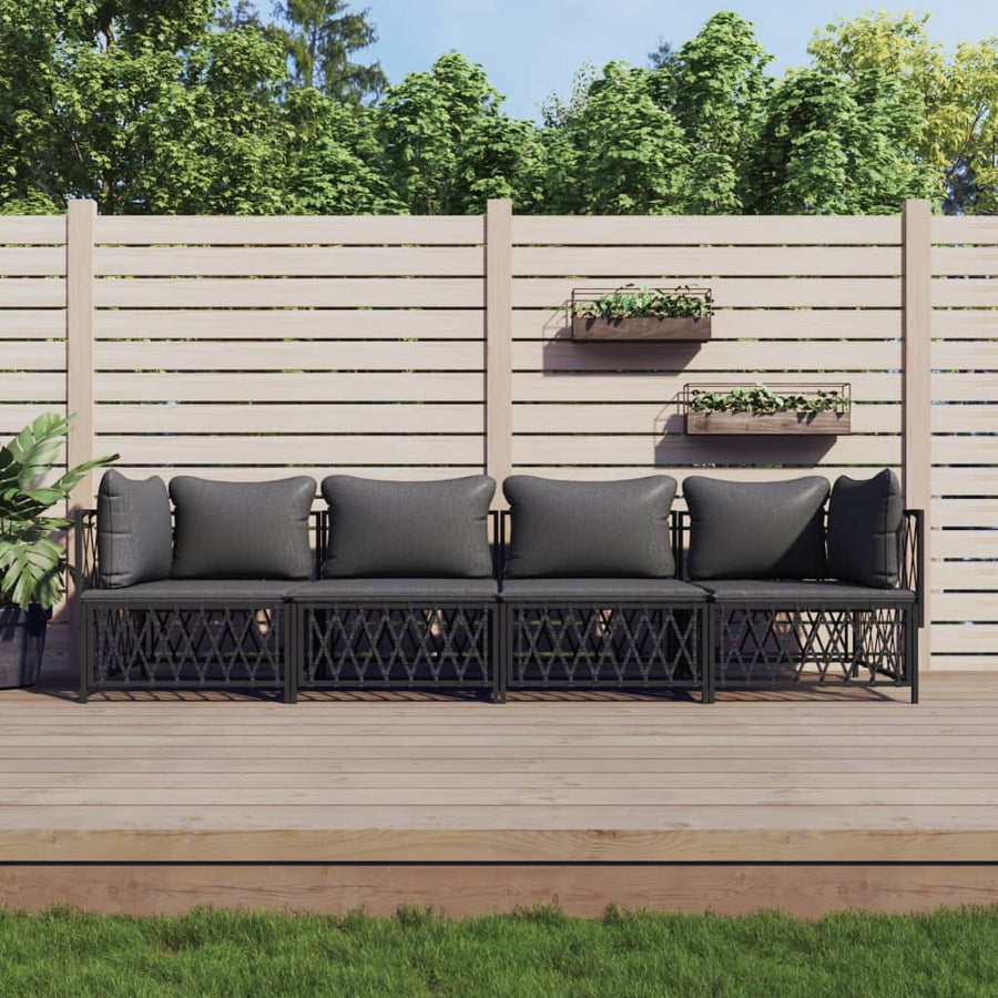 4-Delige Loungeset Met Kussens Staal Kleurig 1