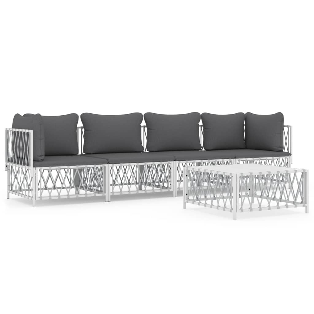 5-Delige Loungeset Met Kussens Staal 1