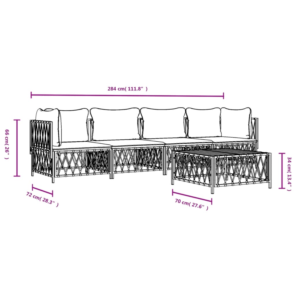 5-Delige Loungeset Met Kussens Staal 1