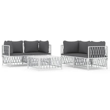 5-Delige Loungeset Met Kussens Staal Wit 4x hoek + Tafel