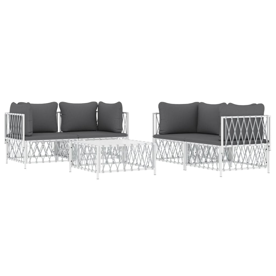 5-Delige Loungeset Met Kussens Staal Wit 4x hoek + Tafel