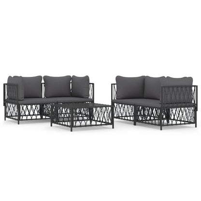 5-Delige Loungeset Met Kussens Staal Kleurig Antraciet 4x hoek + Tafel