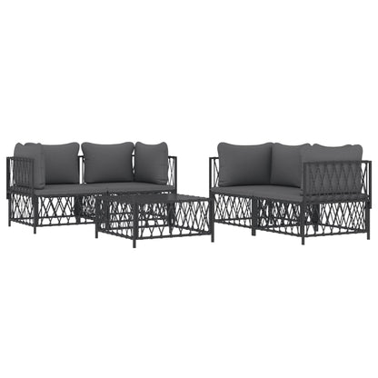 5-Delige Loungeset Met Kussens Staal Kleurig Antraciet 4x hoek + Tafel
