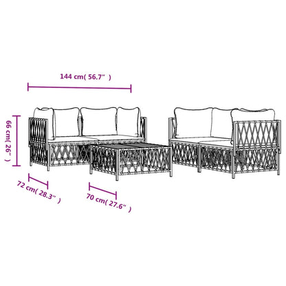 5-Delige Loungeset Met Kussens Staal Kleurig Antraciet 4x hoek + Tafel