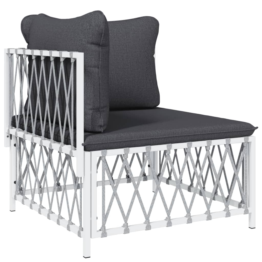 6-Delige Loungeset Met Kussens Staal Wit 4x hoek + midden + Tafel