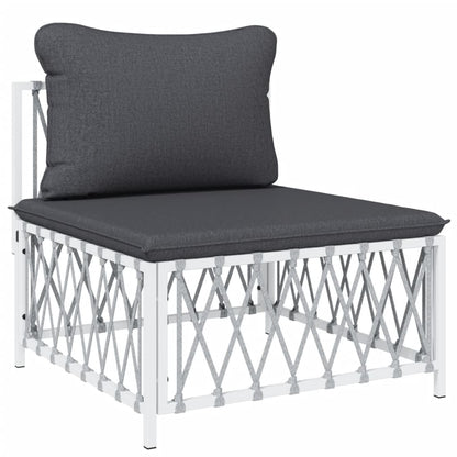 6-Delige Loungeset Met Kussens Staal Wit 4x hoek + midden + Tafel