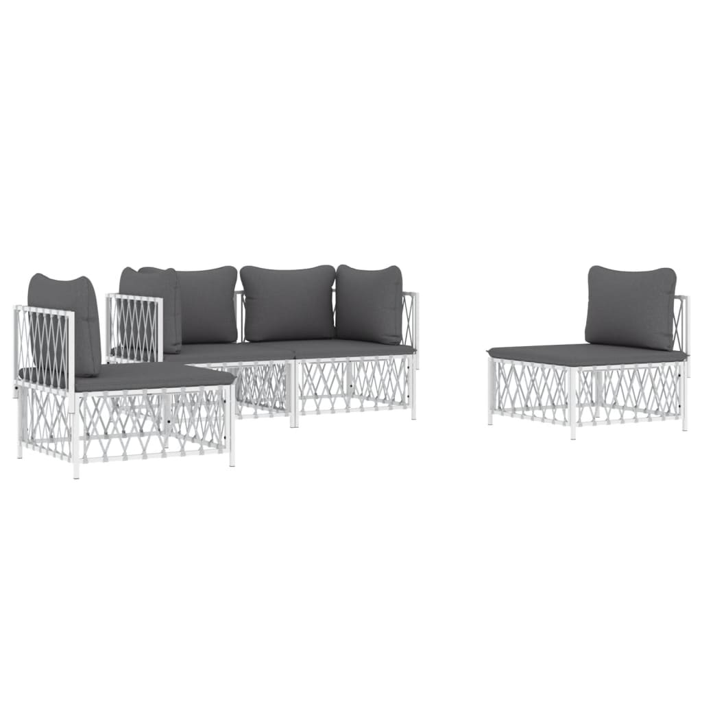 4-Delige Loungeset Met Kussens Staal 1