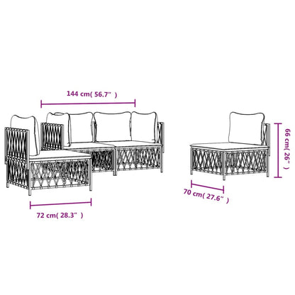 4-Delige Loungeset Met Kussens Staal 1