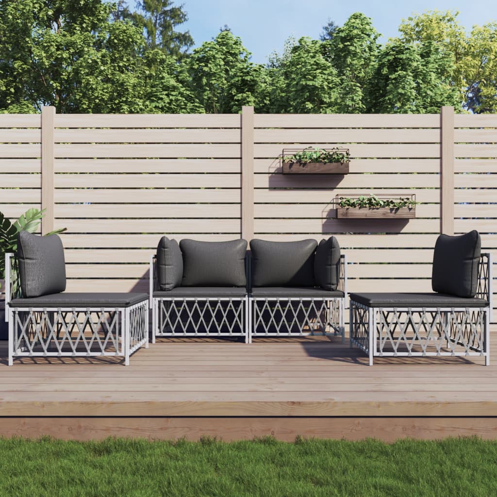 4-Delige Loungeset Met Kussens Staal 1