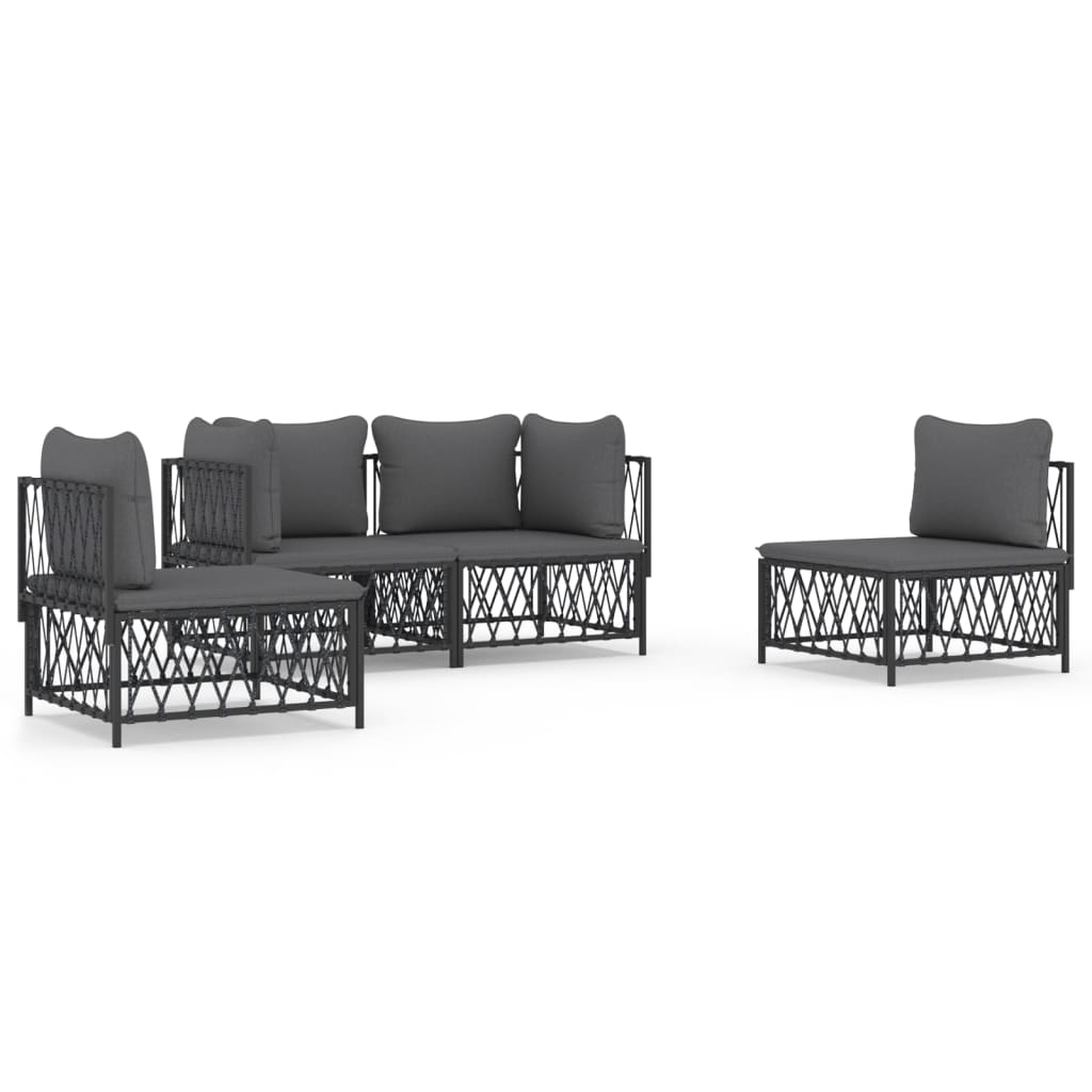 4-Delige Loungeset Met Kussens Staal Kleurig 1