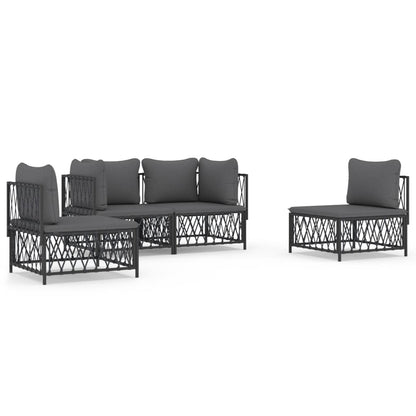 4-Delige Loungeset Met Kussens Staal Kleurig 1
